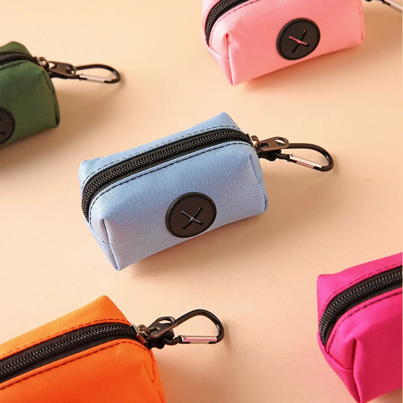 Canvas Dog Poop Bag Holder, Outdoor Pet Waste Bag Dispenser with Carabiner Clip, Animal Waste Collection Pouch