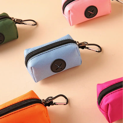 Canvas Dog Poop Bag Holder, Outdoor Pet Waste Bag Dispenser with Carabiner Clip, Animal Waste Collection Pouch