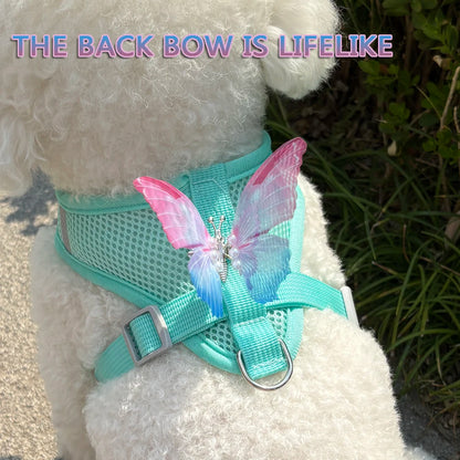 Butterfly Cute Breathable Dog Harness Set for Small Cat Harness Leash Puppy Chest Vest Outdoor Walking Dog Harness Accessories