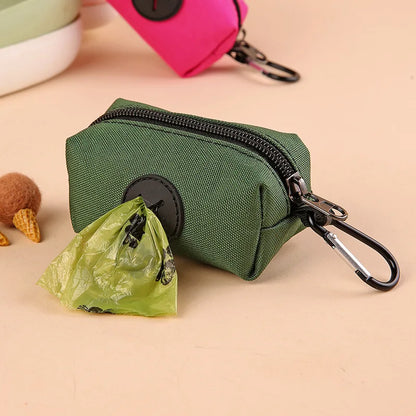 Canvas Dog Poop Bag Holder, Outdoor Pet Waste Bag Dispenser with Carabiner Clip, Animal Waste Collection Pouch