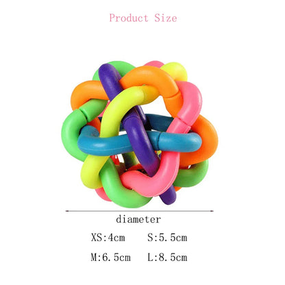 Colorful bell woven ball Rainbow toy ball Burst dog bite resistant toy rubber pet supplies