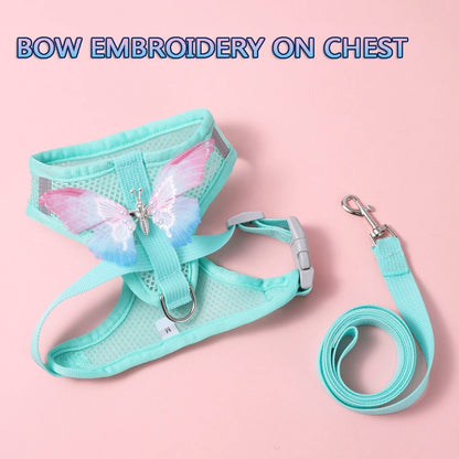 Butterfly Cute Breathable Dog Harness Set for Small Cat Harness Leash Puppy Chest Vest Outdoor Walking Dog Harness Accessories